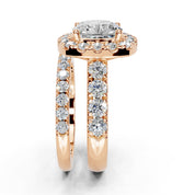 Cushion Cut Double Row Lab Grown Diamond Engagment Ring