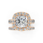 Cushion Cut Double Row Lab Grown Diamond Engagment Ring