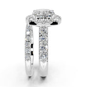 Cushion Cut Double Row Lab Grown Diamond Engagment Ring