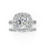 Cushion Cut Double Row Lab Grown Diamond Engagment Ring