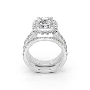 Emerald Cut Double Row Lab Grown Diamond Engagment Ring