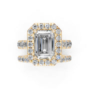 Emerald Cut Double Row Lab Grown Diamond Engagment Ring