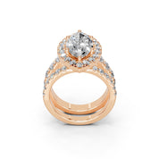 Marquise Cut Double Row Lab Grown Diamond Engagment Ring