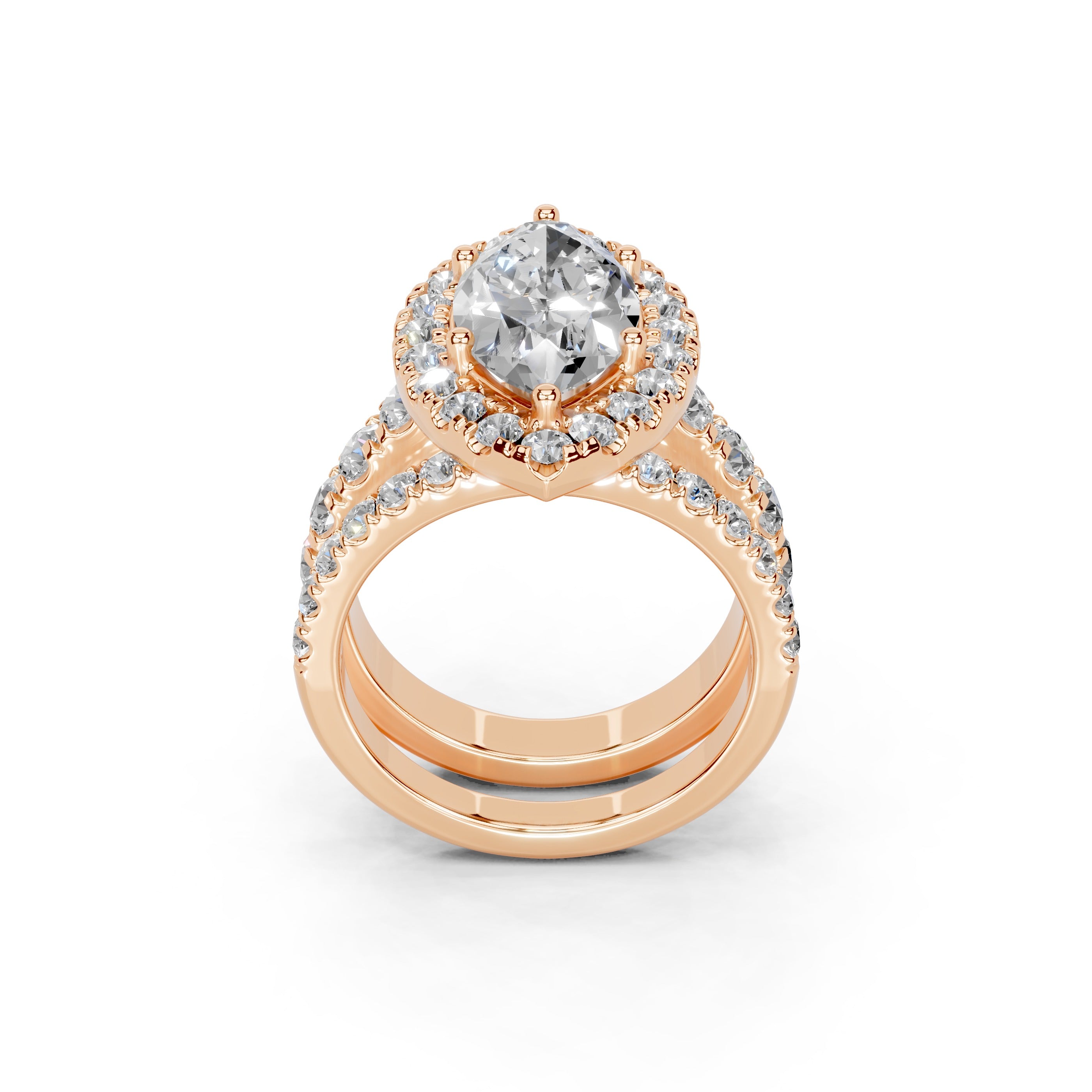 Marquise Cut Double Row Lab Grown Diamond Engagment Ring