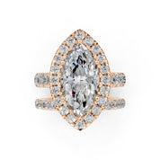 Marquise Cut Double Row Lab Grown Diamond Engagment Ring