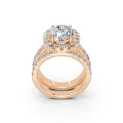 Oval Cut Double Row Lab Grown Diamond Engagment Ring