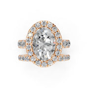 Oval Cut Double Row Lab Grown Diamond Engagment Ring