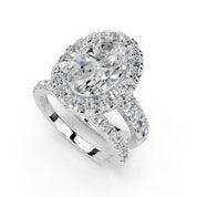 Oval Cut Double Row Lab Grown Diamond Engagment Ring