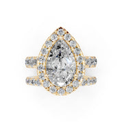 Pear Cut Double Row Lab Grown Diamond Engagment Ring