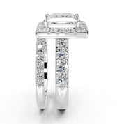 Princess Cut Double Row Lab Grown Diamond Engagment Ring