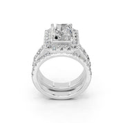 Radiant Cut Double Row Lab Grown Diamond Engagment Ring