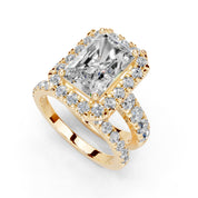 Radiant Cut Double Row Lab Grown Diamond Engagment Ring