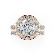 Round Cut Double Row Lab Grown Diamond Engagement Ring