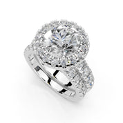 Round Cut Double Row Lab Grown Diamond Engagement Ring