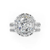 Round Cut Double Row Lab Grown Diamond Engagement Ring