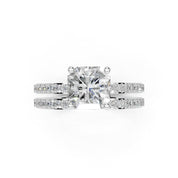 Asscher Cut Pave  Double Row  Lab Grown Diamond Engagement Ring