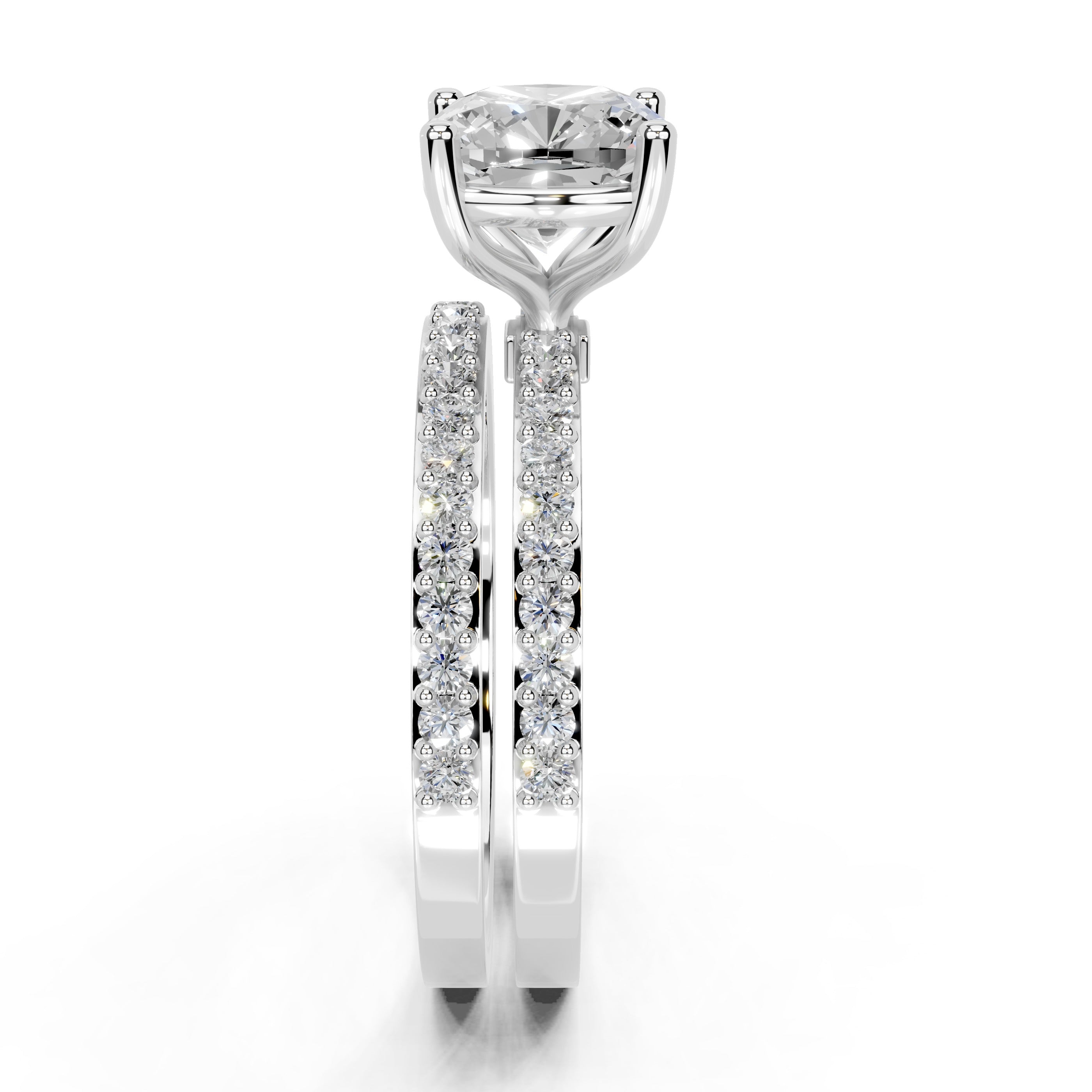 Cushion Cut Pave  Double Row  Lab Grown Diamond Engagement Ring