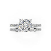 Cushion Cut Pave  Double Row  Lab Grown Diamond Engagement Ring