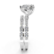 Heart Cut Pave  Double Row  Lab Grown Diamond Engagement Ring