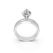 Marquise Cut Pave  Double Row  Lab Grown Diamond Engagement Ring