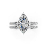 Marquise Cut Pave  Double Row  Lab Grown Diamond Engagement Ring