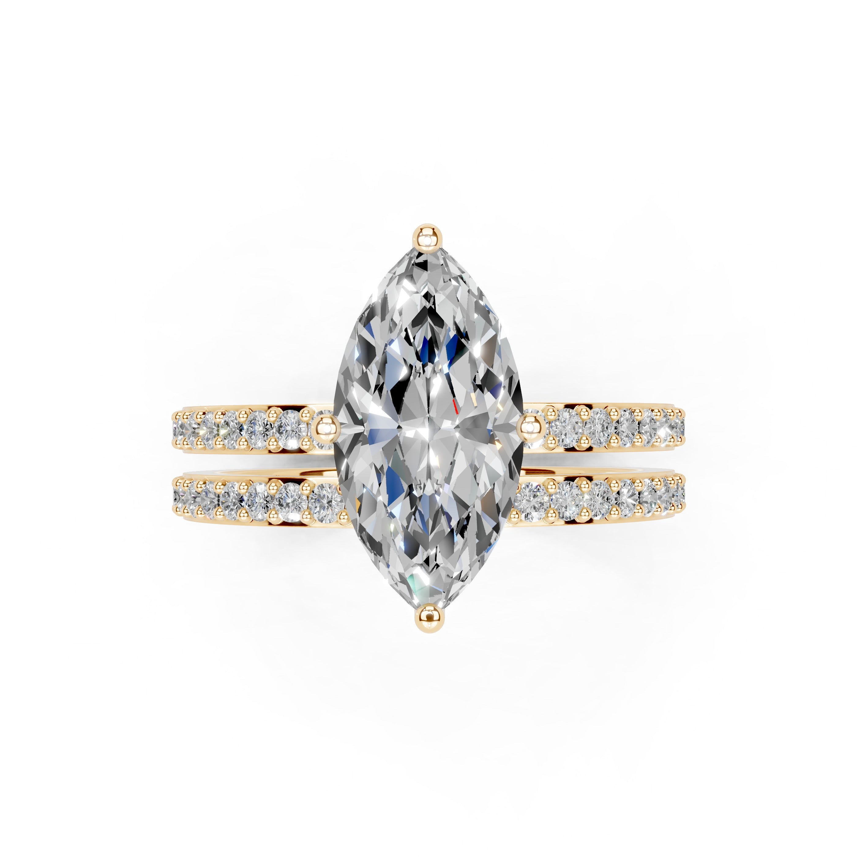 Marquise Cut Pave  Double Row  Lab Grown Diamond Engagement Ring