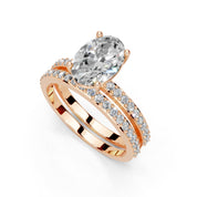 Oval Cut Pave  Double Row  Lab Grown Diamond Engagement Ring