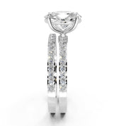 Oval Cut Pave  Double Row  Lab Grown Diamond Engagement Ring