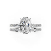 Oval Cut Pave  Double Row  Lab Grown Diamond Engagement Ring