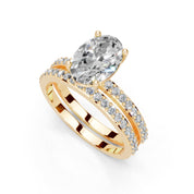 Oval Cut Pave  Double Row  Lab Grown Diamond Engagement Ring