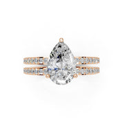 Pear Cut Pave  Double Row  Lab Grown Diamond Engagement Ring