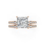 Princess Cut Pave  Double Row  Lab Grown Diamond Engagement Ring