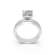 Princess Cut Pave  Double Row  Lab Grown Diamond Engagement Ring (Custom D-E)