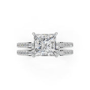 Princess Cut Pave  Double Row  Lab Grown Diamond Engagement Ring (Custom D-E)