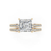 Princess Cut Pave  Double Row  Lab Grown Diamond Engagement Ring