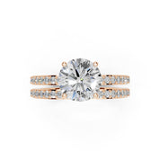 Round Cut Pave  Double Row  Lab Grown Diamond Engagement Ring