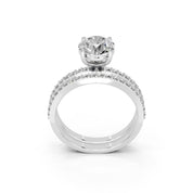 Round Cut Pave  Double Row  Lab Grown Diamond Engagement Ring