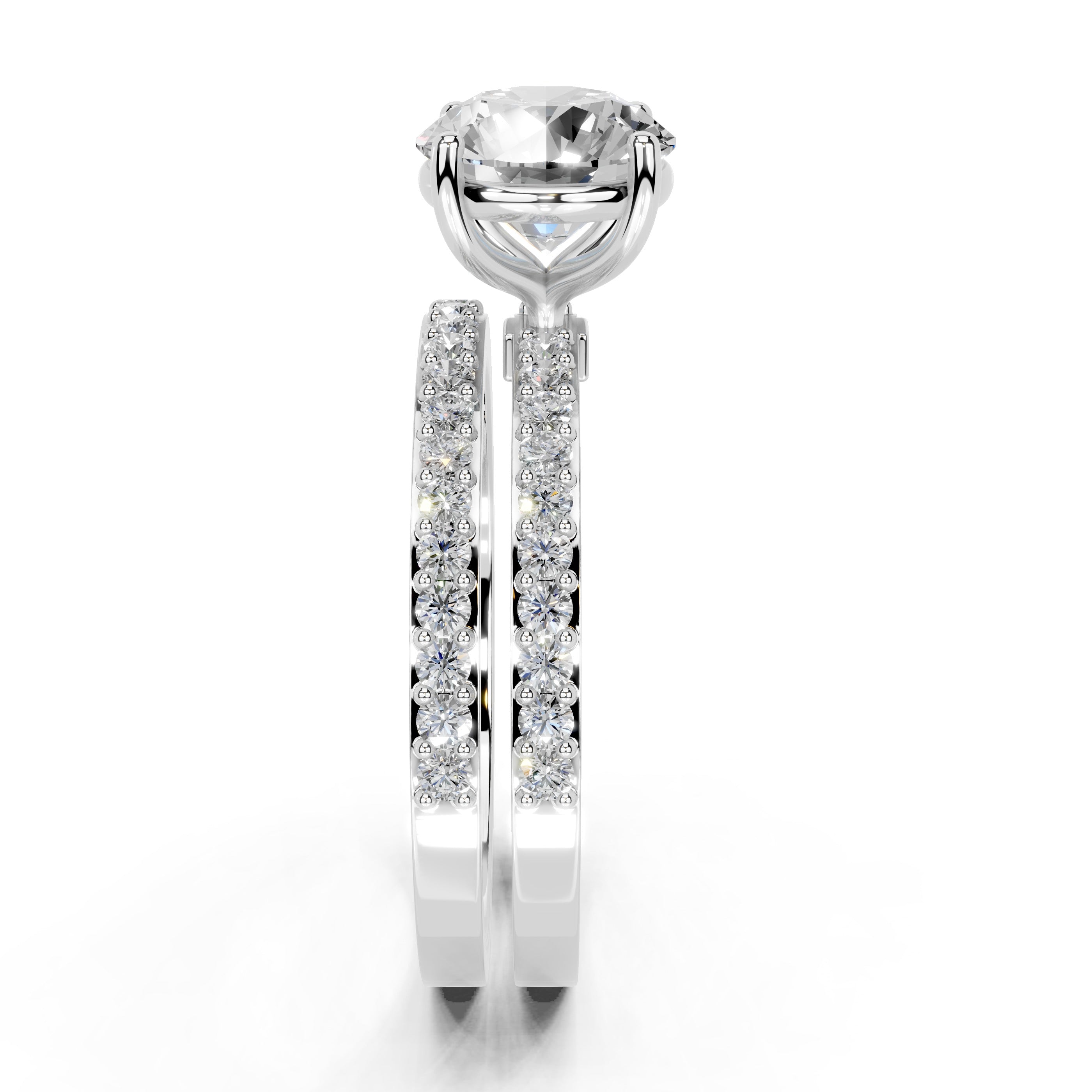 Round Cut Pave  Double Row  Lab Grown Diamond Engagement Ring