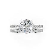 Round Cut Pave  Double Row  Lab Grown Diamond Engagement Ring