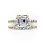 Asscher Cut Claw Prongs  Double Row  Pave Lab Grown Diamond Engagement Ring