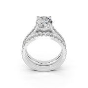 Oval Cut Claw Prongs  Double Row  Pave Lab Grown Diamond Engagement Ring