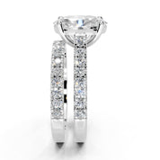 Oval Cut Claw Prongs  Double Row  Pave Lab Grown Diamond Engagement Ring