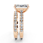 Radiant Cut Claw Prongs  Double Row  Pave Lab Grown Diamond Engagement Ring