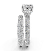 Cushion Cut Square Prongs Double Row Pave Lab Grown Diamond Engagement Ring