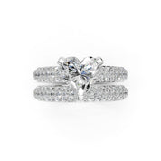 Heart Cut Square Prongs Double Row Pave Lab Grown Diamond Engagement Ring