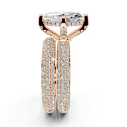 Marquise Cut Square Prongs Double Row Pave Lab Grown Diamond Engagement Ring