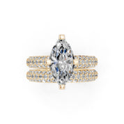 Marquise Cut Square Prongs Double Row Pave Lab Grown Diamond Engagement Ring