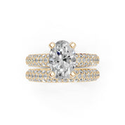 Oval Cut Square Prongs Double Row Pave Lab Grown Diamond Engagement Ring