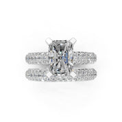 Radiant Cut Square Prongs Double Row Pave Lab Grown Diamond Engagement Ring