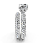 Asscher Cut Claw Prongs Double Row Pave Lab Grown Diamond Engagement Ring